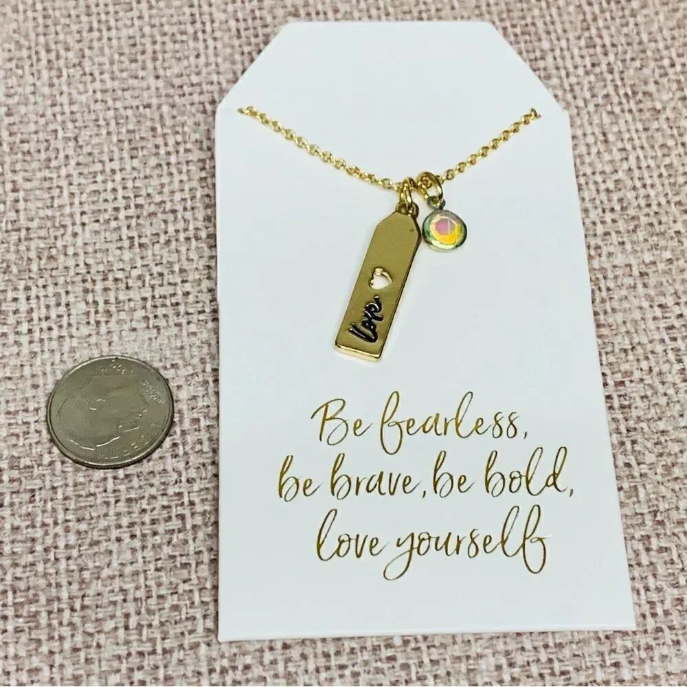 Gold AB Crystal Love Necklace‎